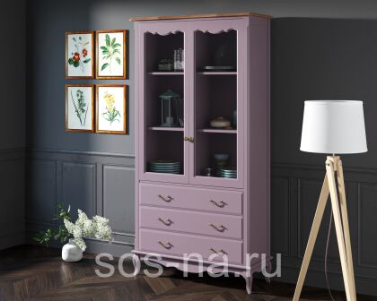 Шкаф "Leontina" для посуды высокий 3 ящика арт ST9355